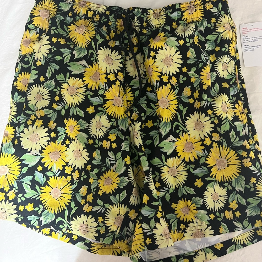 Amazing 🌻 Sunflower Mens Swim Trunks Shorts NWT Sz Medium Lined